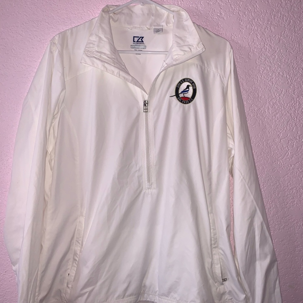 White half- zip Windbreaker